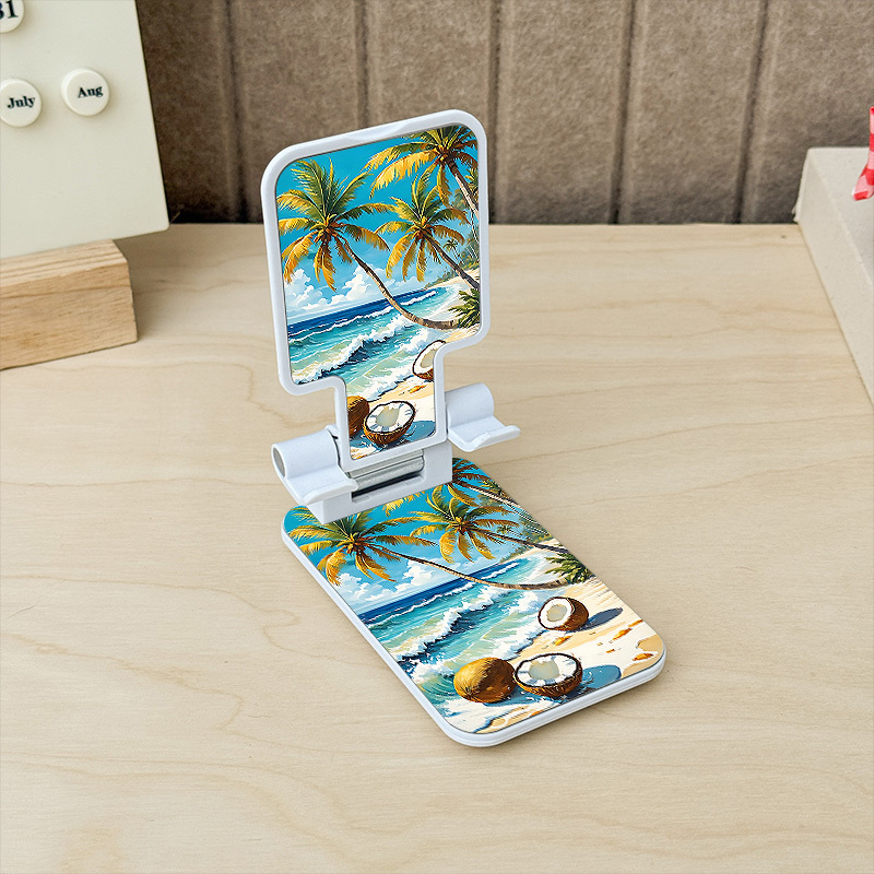 TEMU 1pc Support Téléphone Portable Télescopique Motif Noix de Plage , Adapté à Tous les Téléphones, Réglable , Pliable, Portable, Support -Dérapant