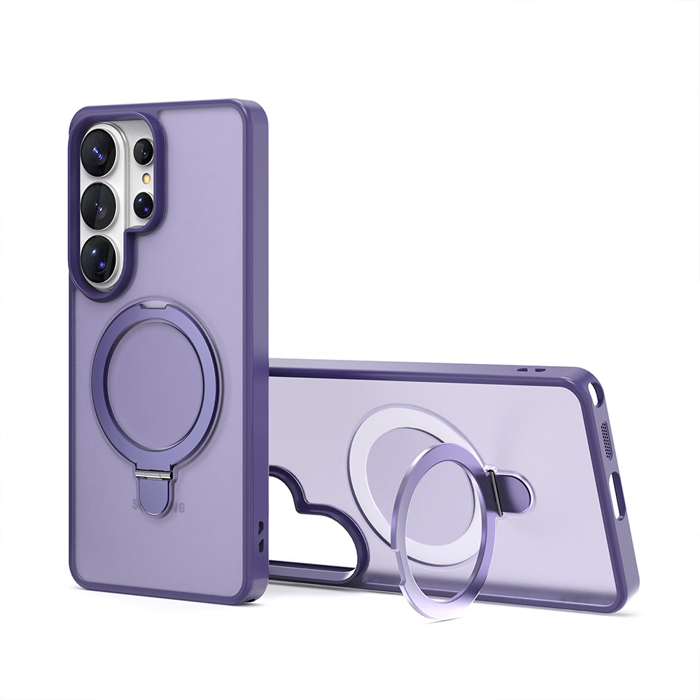 TEMU Phone Case: Luxury Matte Large Ring Magnetic Stand Phone Case, Suitable For Ultra/s26/s25/s24 Plus/s23fe/s22, Unisex Shockproof Translucent Hard