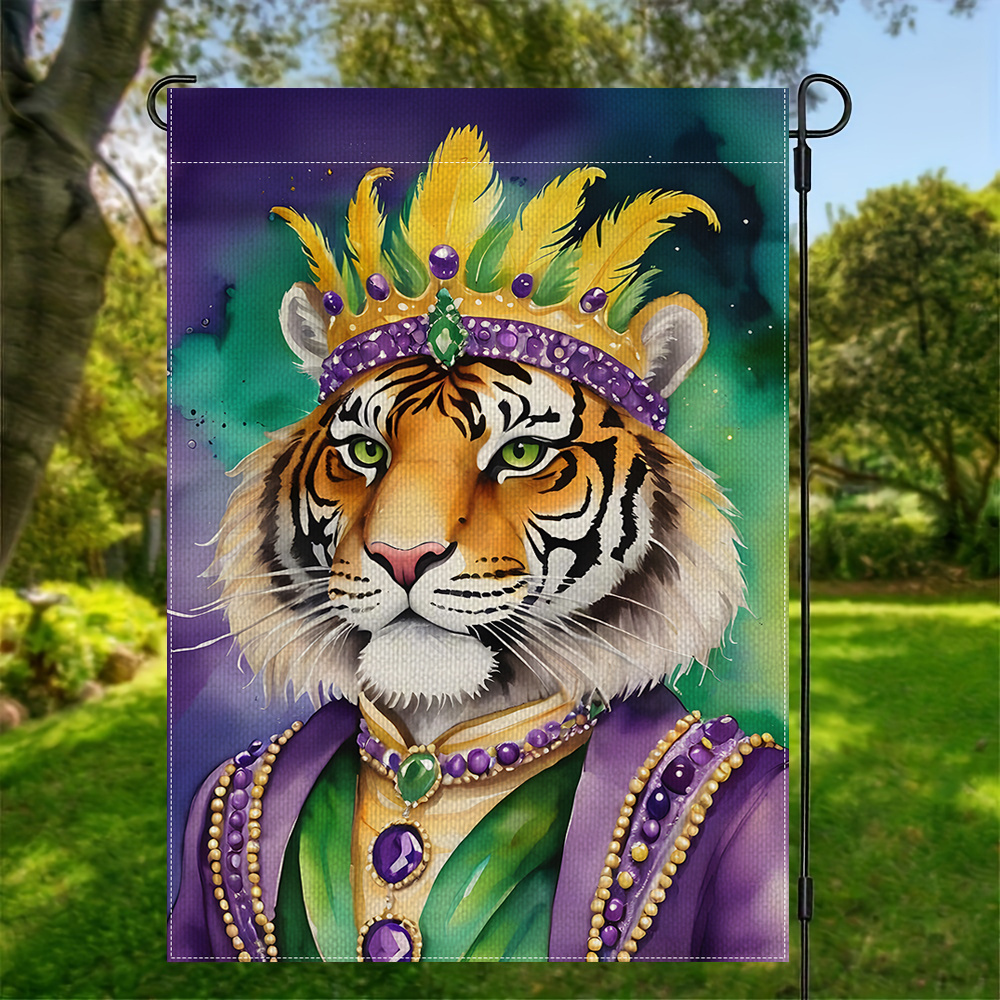 

Mardi Gras Double-sided Garden Flag - Vibrant Outdoor Decor For Home & Yard, Polyester, No Pole Needed, 12x18in