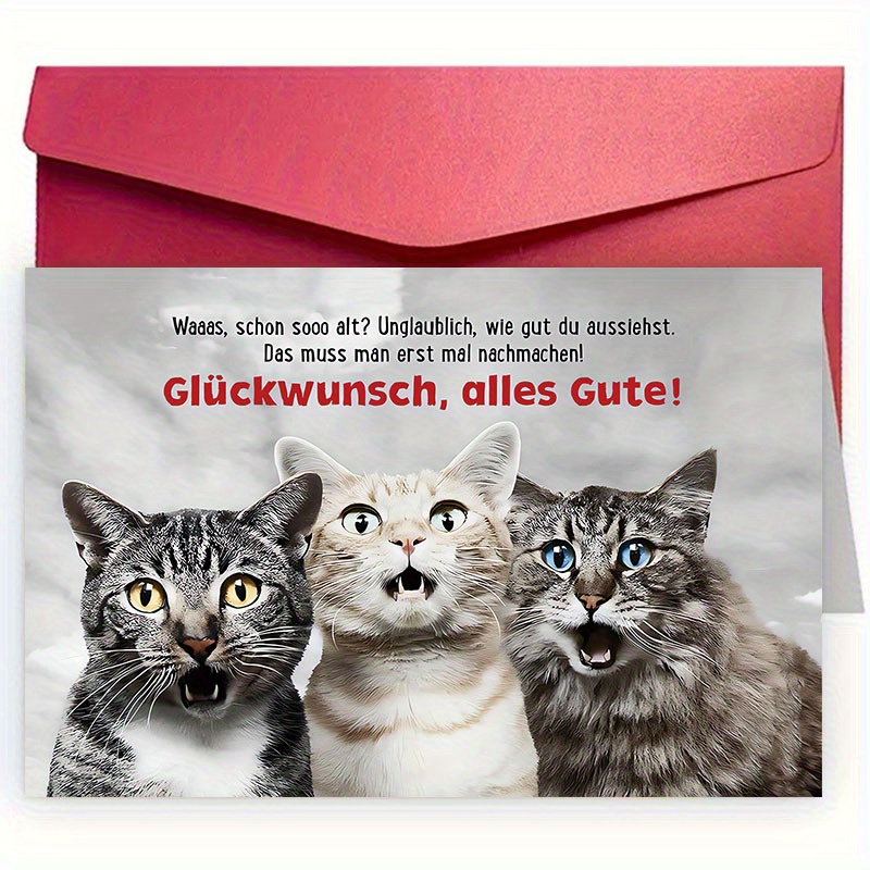 1pc German Birthday Card With Envelope (4.7 X 6.7 Inches) - "everything Is Fine" Greeting For , Family, Girlfriend - Perfect For Celebrations, , - Unique German