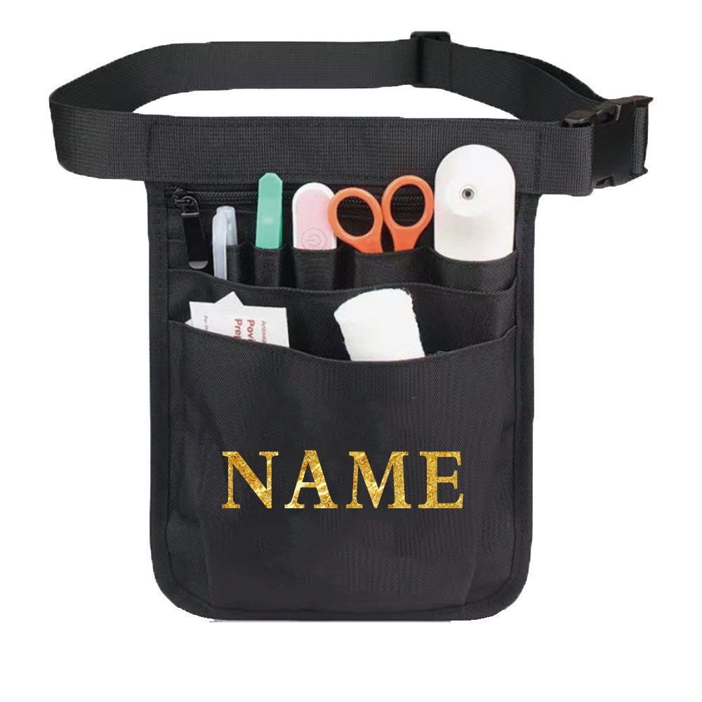 TEMU Riñonera negra minimalista personalizable con cierre de cremallera - Bolsa de almacenamiento de herramientas multi-bolsillos, con forro de