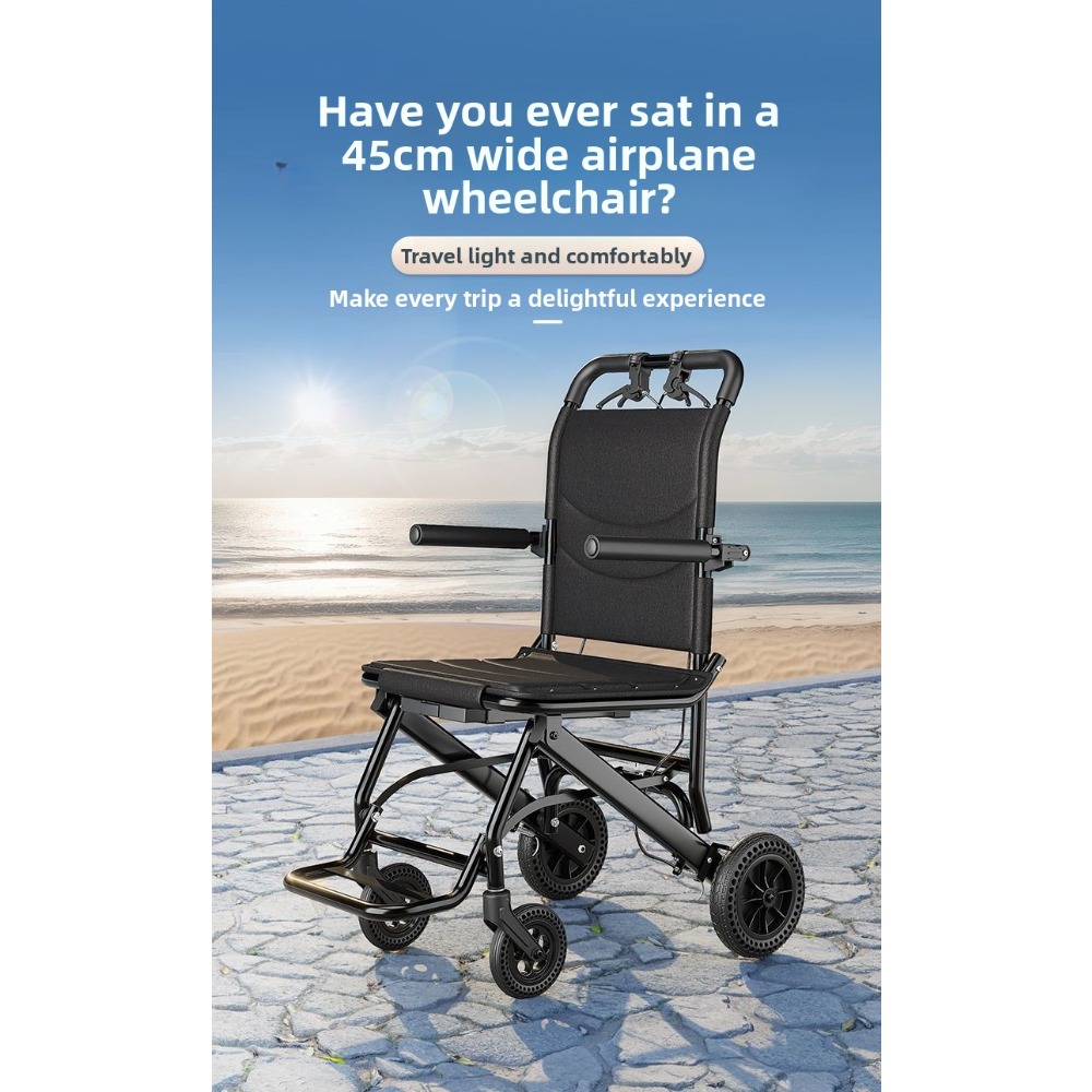 This Is a Lightweight, Portable Wheelchair Designed for Hospital Use That Can Be Folded in One Second. It Features Shock-Absorbing Wheels And Requires No Assembly, Making It Ideal for The Elderly, Those Recovering from Fractures