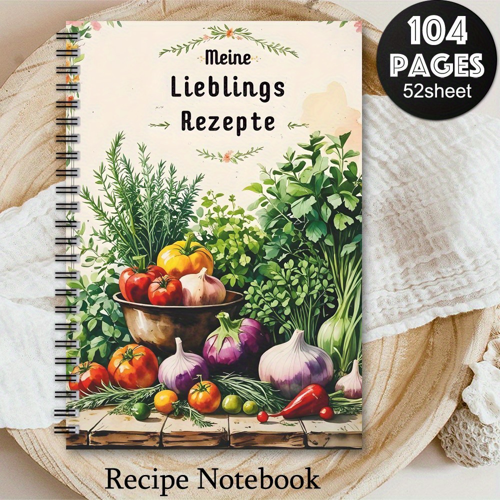 TEMU A Vintage German Recipe Spiral Notebook, A Collectible Recipe Journal, A Homemade Recipe Recording Book, A Planner, A Personalized Recipe