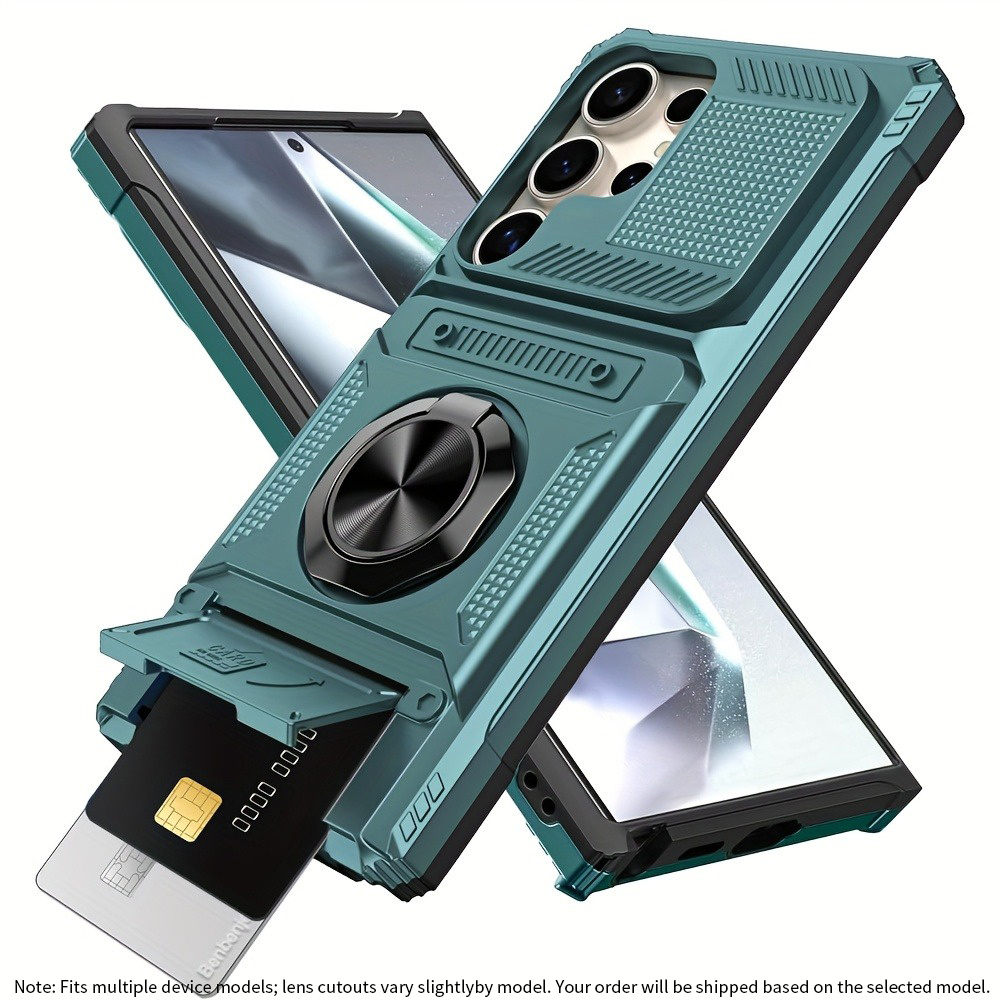 TEMU Phone Case - Heavy Duty Shockproof Hard Phone Case With Slots And 360° Rotatable Stand Compatible With Galaxy S26 Ultra S26 S25 S25 Plus S25 Fe