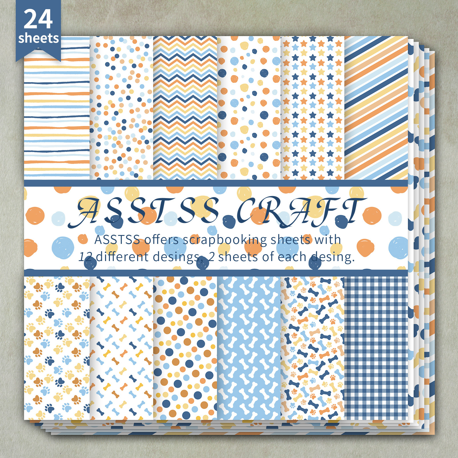 TEMU 24-sheet Asstss 6*6inch Scrapbooking Paper Pad, Pet Dog Geometric Style Backing Paper Supplies, Heavyweight Cardstock For Journaling, Collage