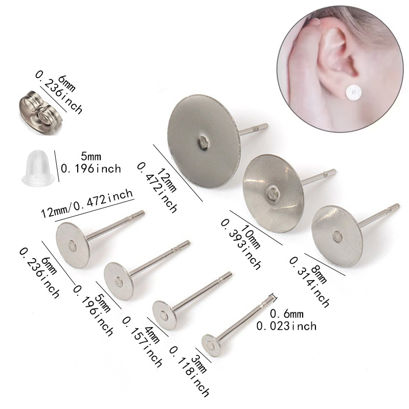 150pcs Stainless Steel Flat Head Ear Studs and Earring Posts
