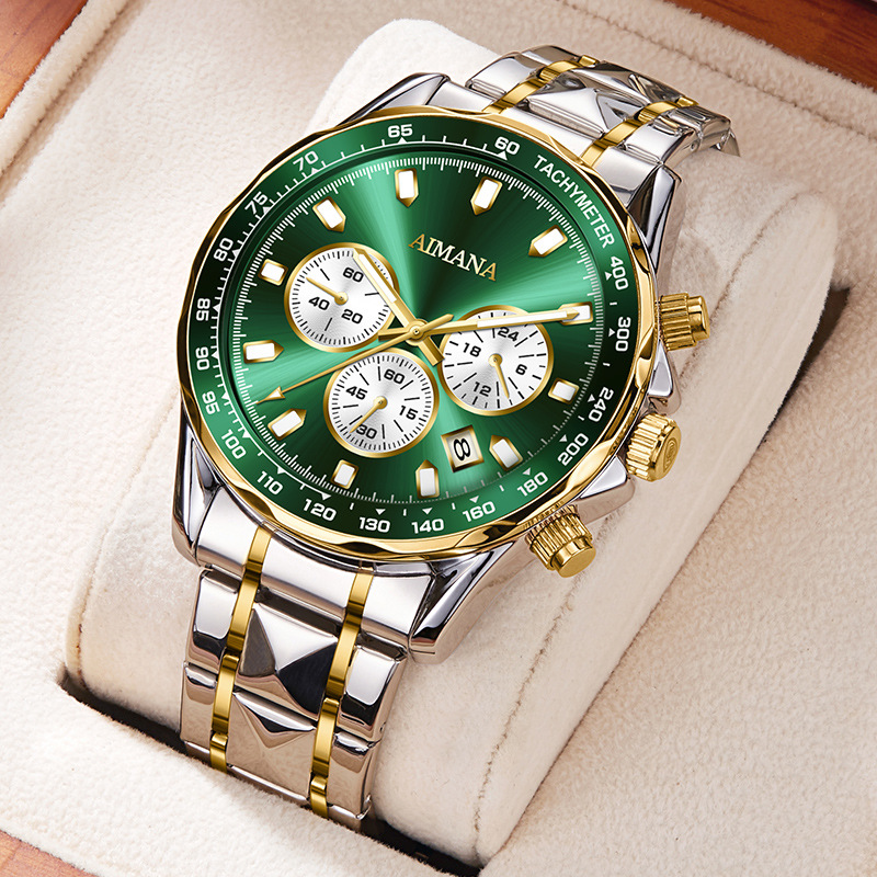 TEMU Energyxus Luminous Men's Watch Multifunctional Watch For Men Popular Clock Fashionable Wristwatch Golden , Without Battery