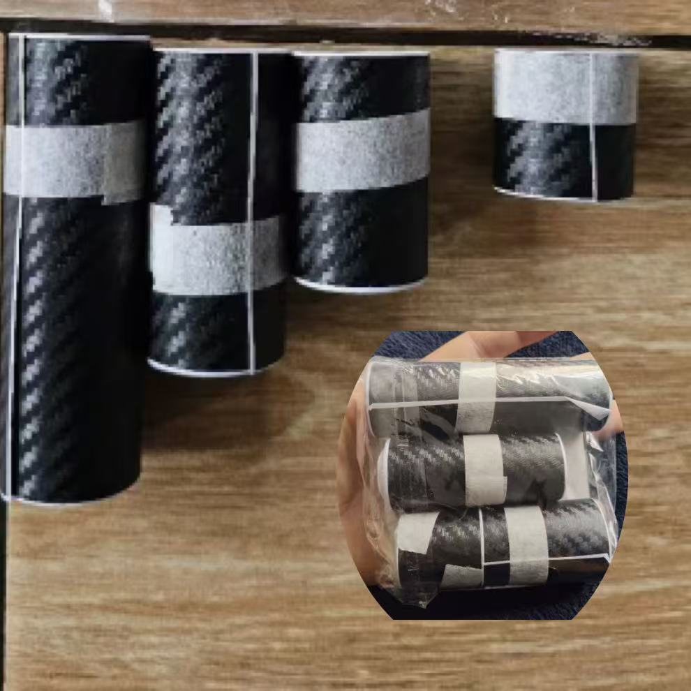 Image of 4pcs Set, 3/5/7/10cm Wide, 3d Carbon Fiber Vinyl Tape For Car, Car Window Film, Car Door Decoration, Universal Diy Carbon Fiber Vinyl Packaging, Car Scratch Detail Protection Roll, 36 Meters