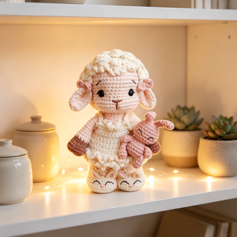 1pc complete diy crochet amigurumi lamb bunny kit suitable for beginners with yarn tools step by step instructions handmade sheep doll     bunny toy gift for kids nursery decor adults crafters Product details 1