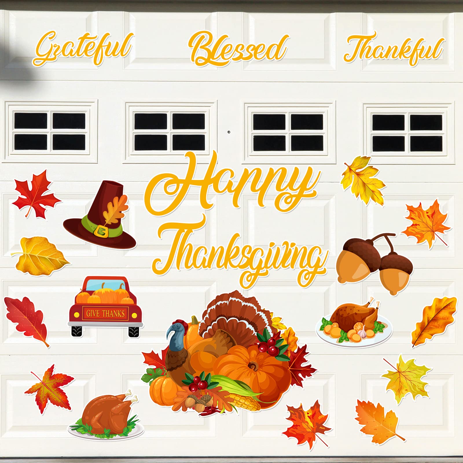 TEMU 20pcs Autumn Garage Door Magnetic Decorative Stickers, Thanksgiving Garage Door Magnetic Stickers, Fall Outdoor Decor, Magnetic Stickers Printed