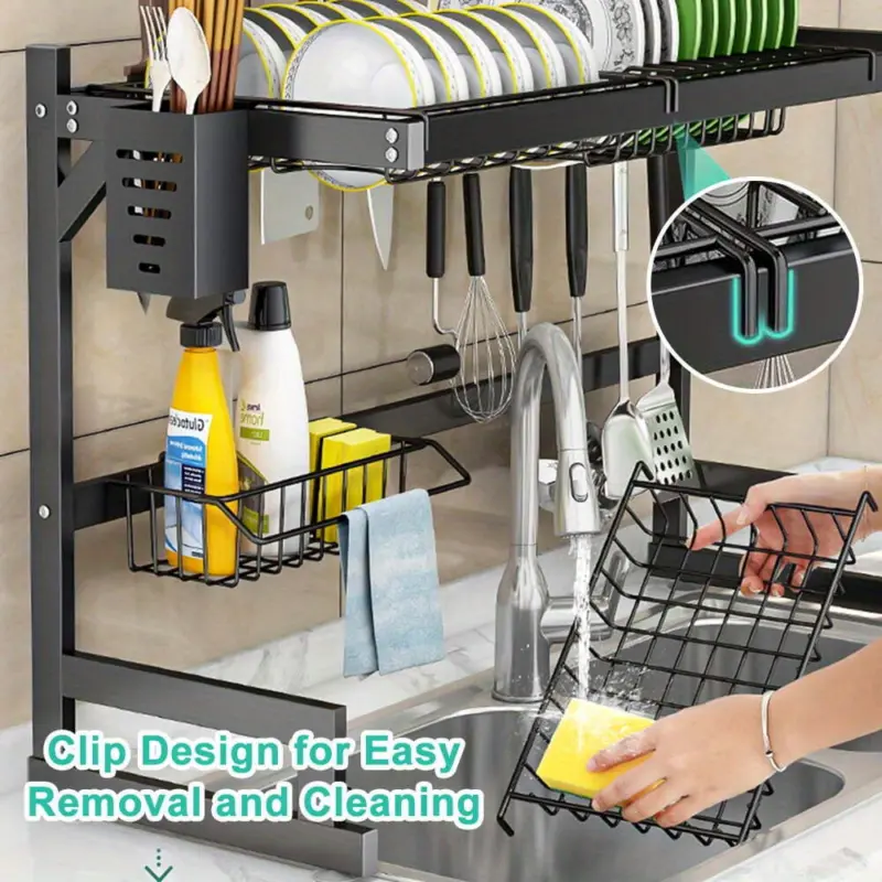 Stainless Steel Sink Dish Drying Rack 2 Tier Kitchen Plate - Temu