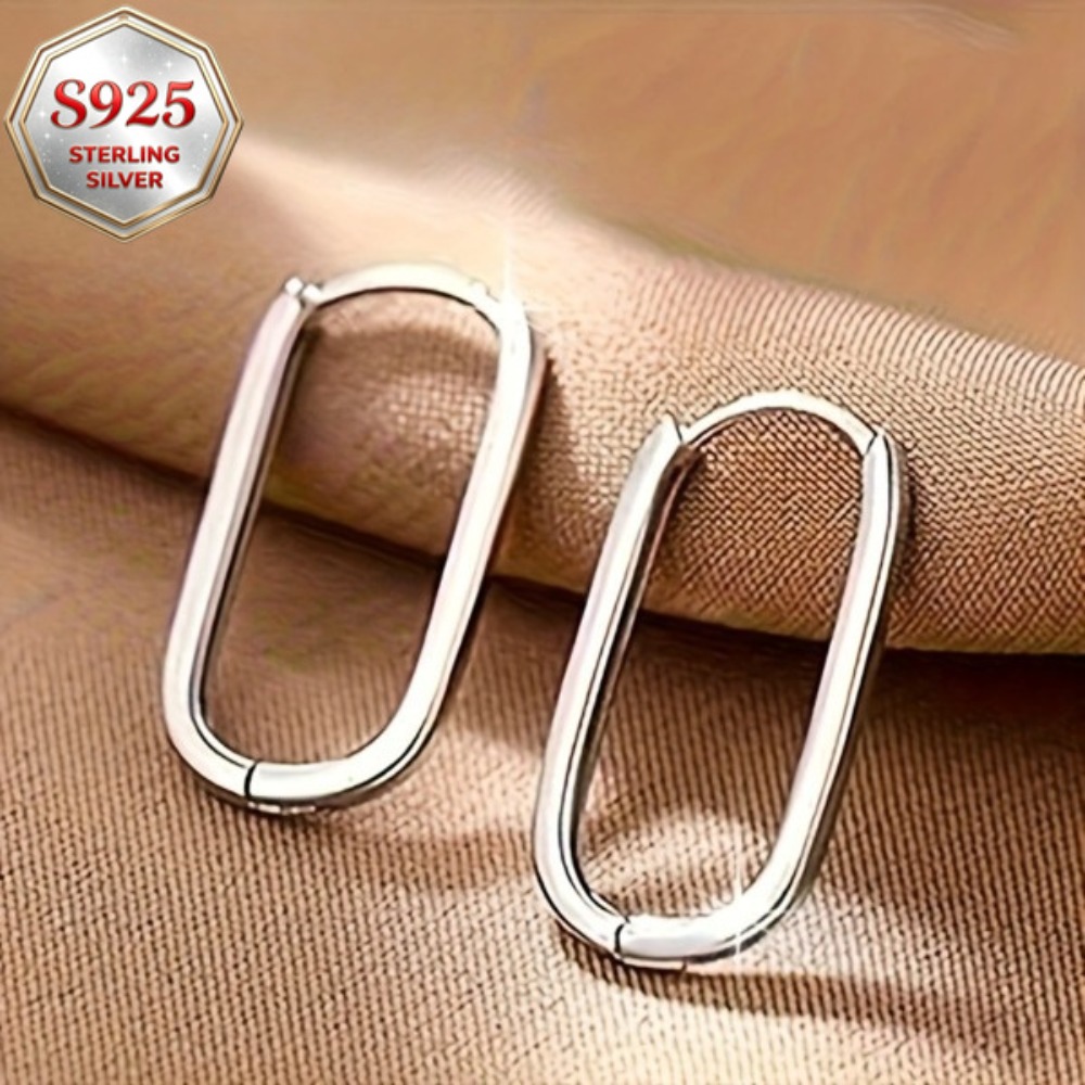 TEMU S925 Pure Silvery Earrings Are Suitable For All Styles With A . The Polished Silvery Surface Has A Sharp Contour, Allowing Her To Of Time Her
