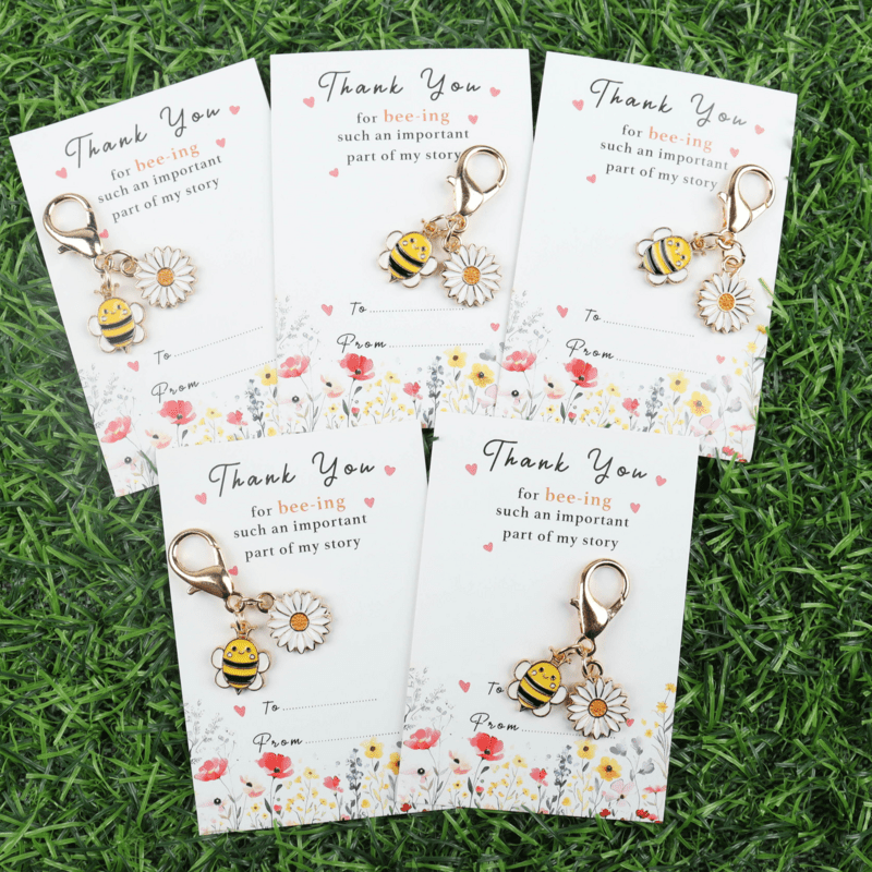 TEMU 5-teilig/10-teilig " du ein so wichtiger Teil Geschichte bist" Motivationskarte mit Bienen-Gänseblümchen-Blumen-Schlüsselanhänger-Set,