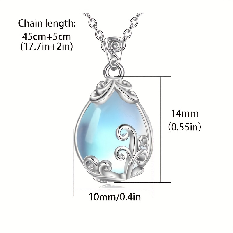 Moonstone Teardrop Pendant Necklace, Hypoallergenic