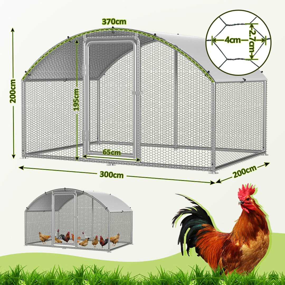 Outdoor Chicken Coop Metal Wire Enclosure Cage Walk-in Small Animal Pen For Chickens, Rabbits & Ducks