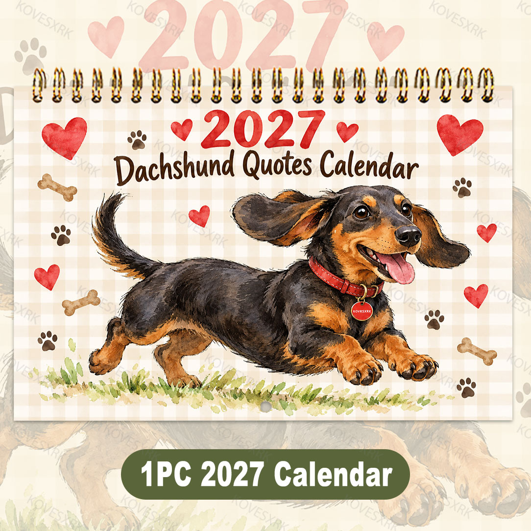 TEMU 1pc|2027|planner Calendar|funny Dachshund Quotes|12 Month Date Arrangement|8.3x5.5 Inch|creative Office Decor|halloween Birthday Gift| Kovesxrk