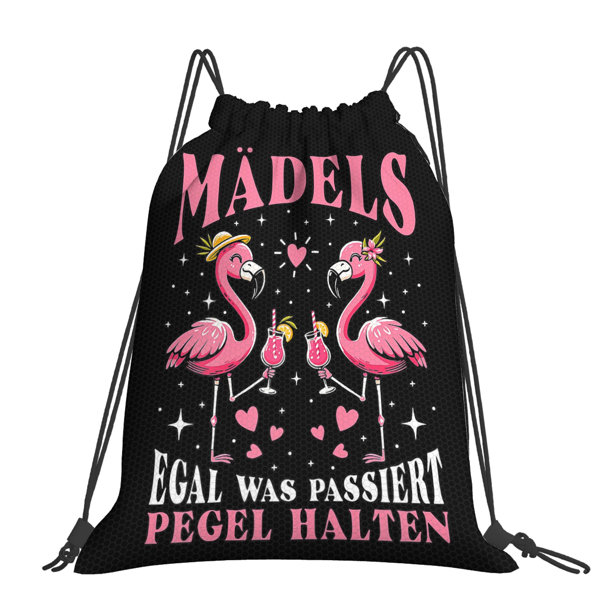 Image of Egal Was Passier Pegel Halten Flamingo Jga Party Drawstring Backpack Suitable For Everyday Travel And Sports Storage Best Gift
