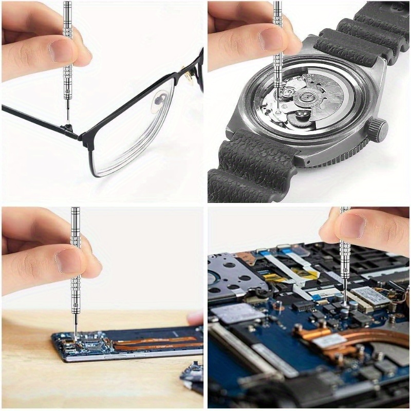 5pcs professional screwdriver set with 5 interchangeable blades - ergonomic handles, precision & flathead bits for watches, jewelry, glasses, toys repair - compact case, no power required, durable manual tool kit for diy & (  options), screwdriver all in one, screwdriver bit set, screwdriver for crafts, screwdriver kit, screwdriver set magnetic, watch repair, jewelry maintenance,   driver,   bits, sturdy construction, hobbyists and crafters Product details 5