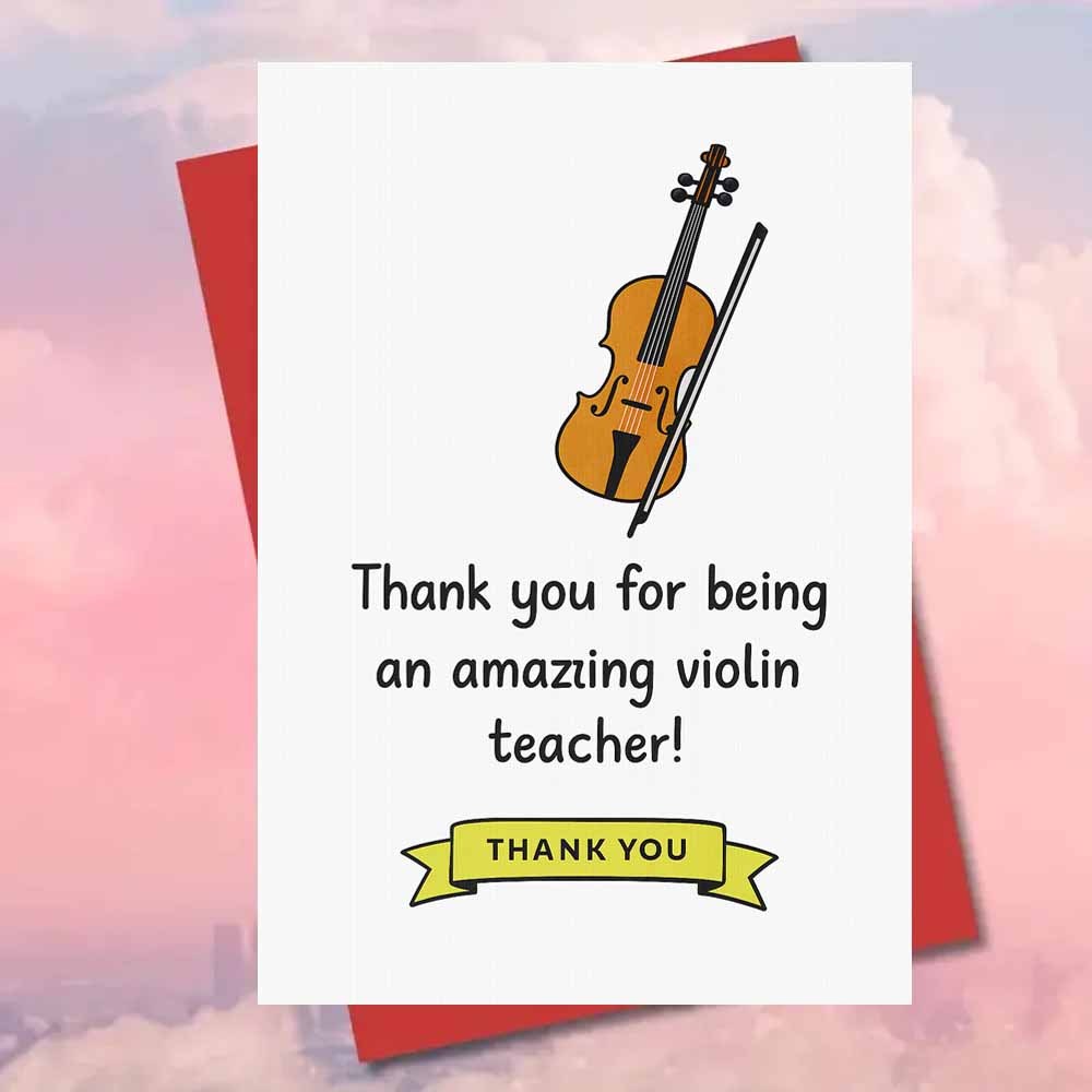 TEMU 1pc Thank You Card For An Violin , Featuring Instrument Design And An Envelope. An Ideal Gift To Show Appreciation For , Colleagues, , Music