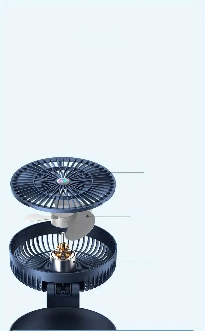 usb rechargeable desk fan with night light wall mountable quiet 1200mah lithium battery ideal for makeup office outdoor multi scene use portable fan details 7