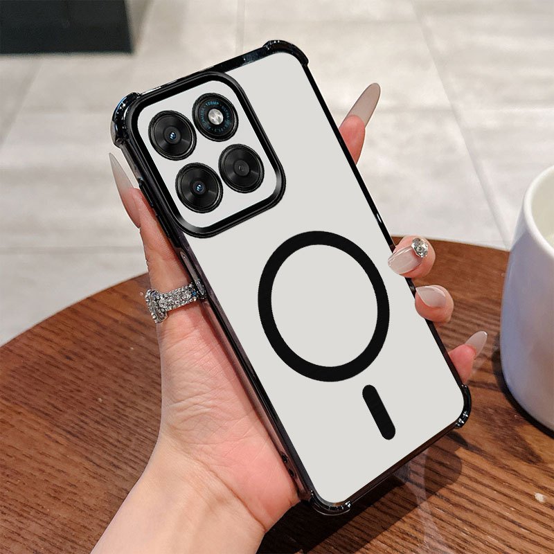 TEMU Phone Case - Black Magnetic Compatibility Shockproof Design Clear Case Full Coverage Phone Case Suitable For Motorola For Motorola For Moto G77