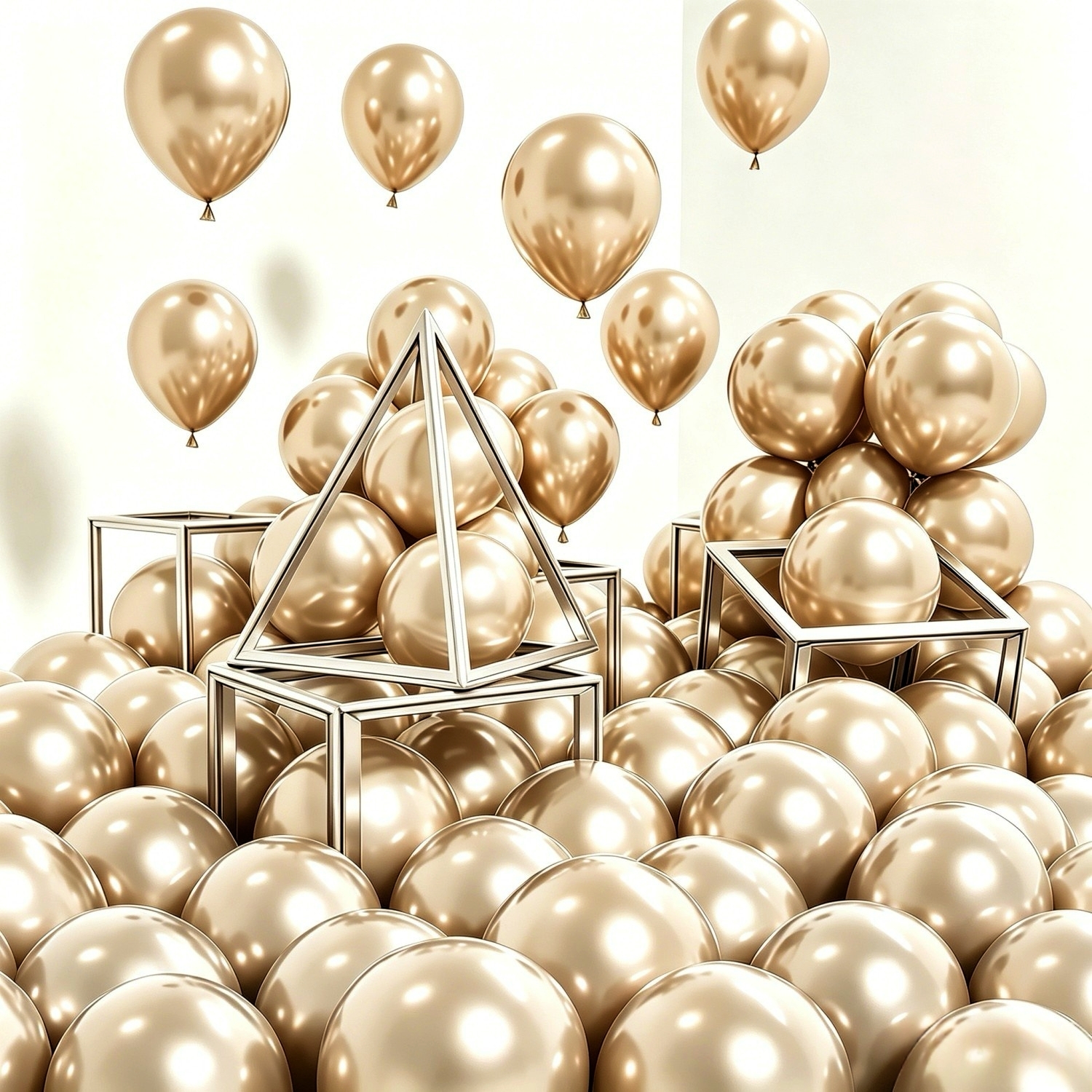 Image of 110pcs 5 Inch Metallic Golden Balloons, Golden Chrome Latex Balloons For Graduation Halloween Anniversary New Year Birthday Party Decorations