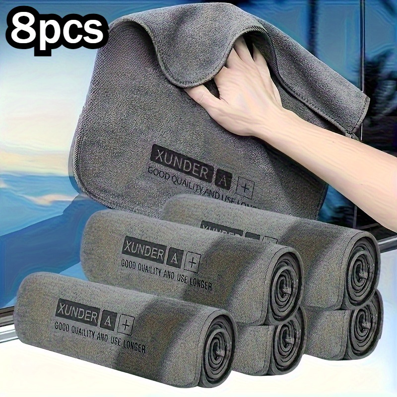 E-shop 8-teiliges Premium-Polyester-Handtuchset zur Autowäsche, mit einem weichen Trockentuch für die Außenseite des Autos, ausgestattet mit einem