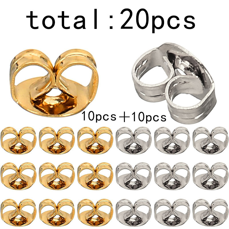 Image of 20pcs, 40pcs Color-retaining Stainless Steel Earring Backs With 18k Gold Plated Hooks And Backs, Stainless Steel Earring Stoppers And Caps, Diy Handmade Earring Jewelry Making Accessories