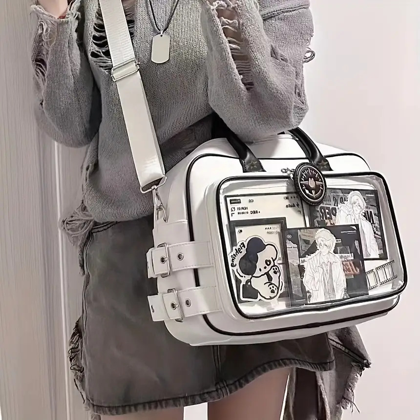 TEMU 【商品名】レディース アニメ イタバッグ - 大容量 バックパック & トートバッグ、クリトパネル、開閉、多機能変換デザイン、コンベンション、通勤、日常使いに - かわいいアニメキャラクター & 日本の漫画スタイルのアクセサリー (ハードウェア付きベース)