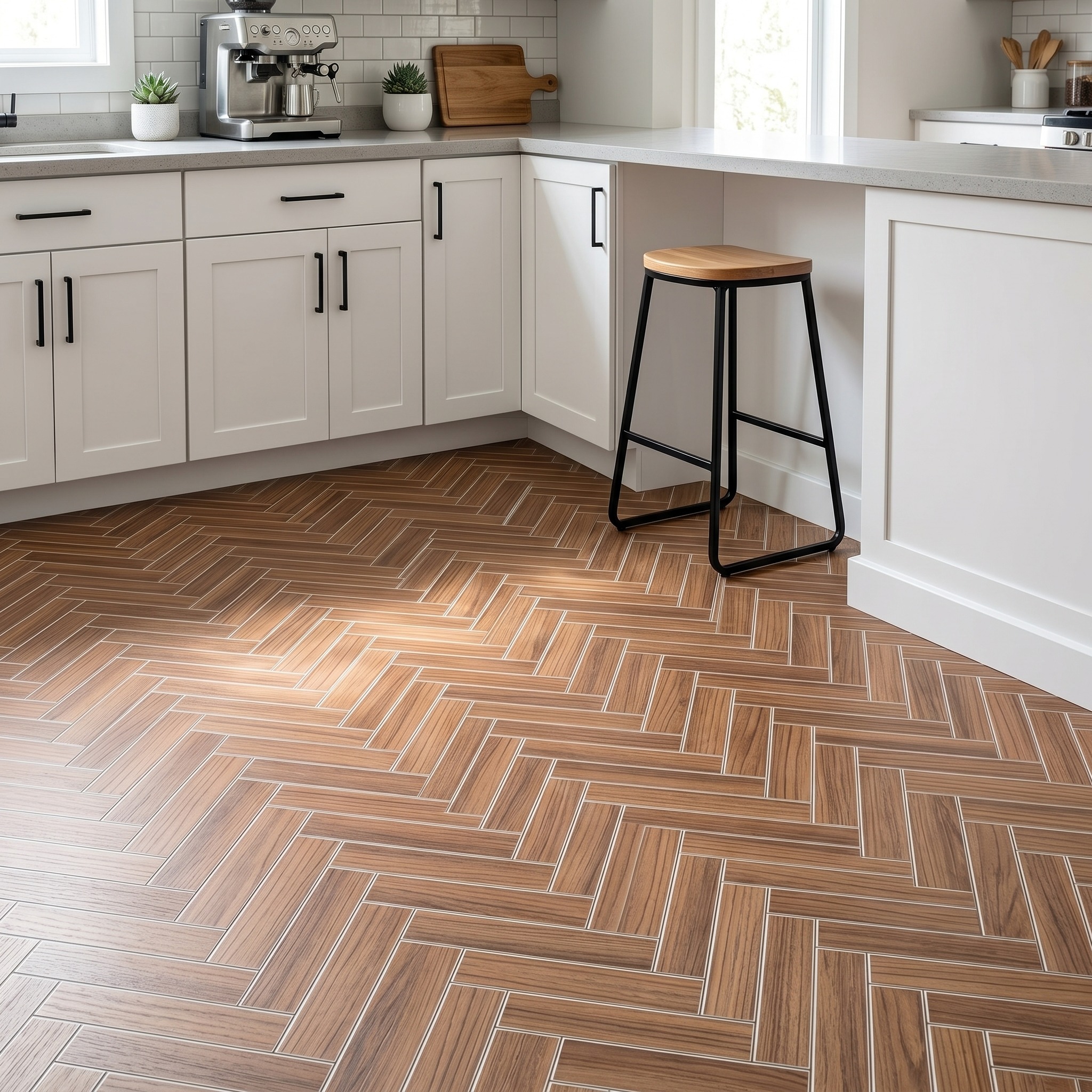 TEMU 1 Roll Thickened Herringbone Wood Grain Vinyl Flooring Roll Self-adhesive Waterproof Floor Mat Wear-resistant Scratch-proof Pvc Floor Leather