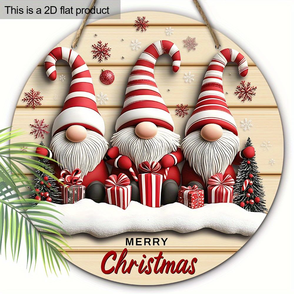 Image of 2d Flat, Wood Christmas Elf Door & Wall Hanging Sign - 7.87-inch Artificial Wood Grateful Elf Decoration Suitable For / Holiday Décor, Elf-shaped Signage ( Installation), 2d Flat
