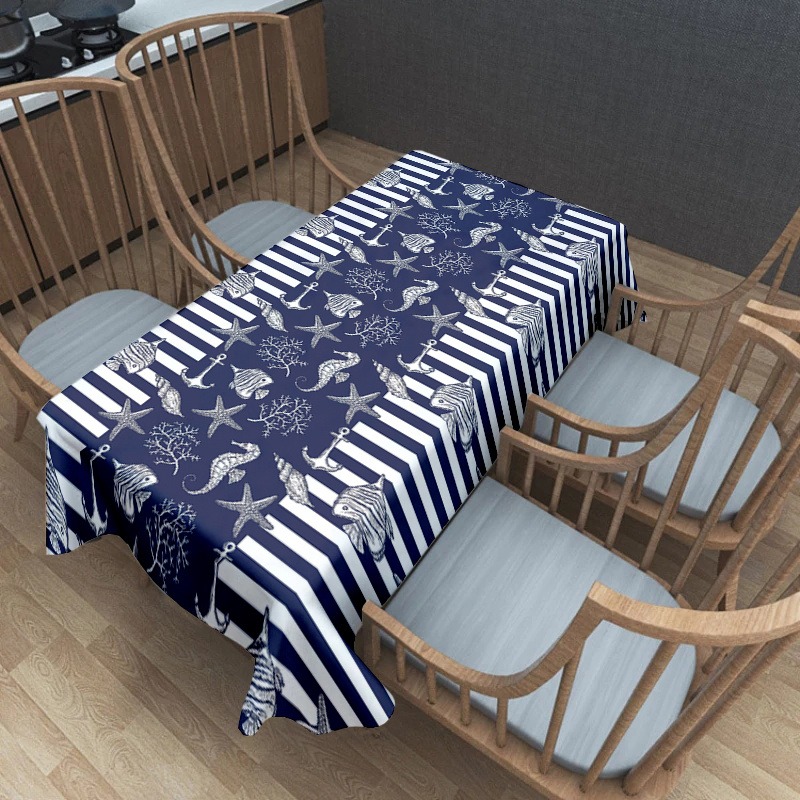 TEMU 1pc Single-sided Printed And Line Pattern Tablecloth Rectangular Easy Tablecloth For Picnic Holiday Party Camping Wedding Birthday Party