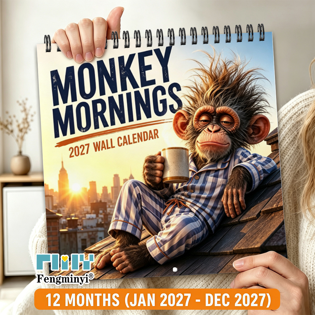 TEMU Wall Calendars, 1pc, 2027 Wall Calendar, December Spiral Bound Hanging Calendar, With Pajamas And Sleeping Face Humorous Pattern, Spacious