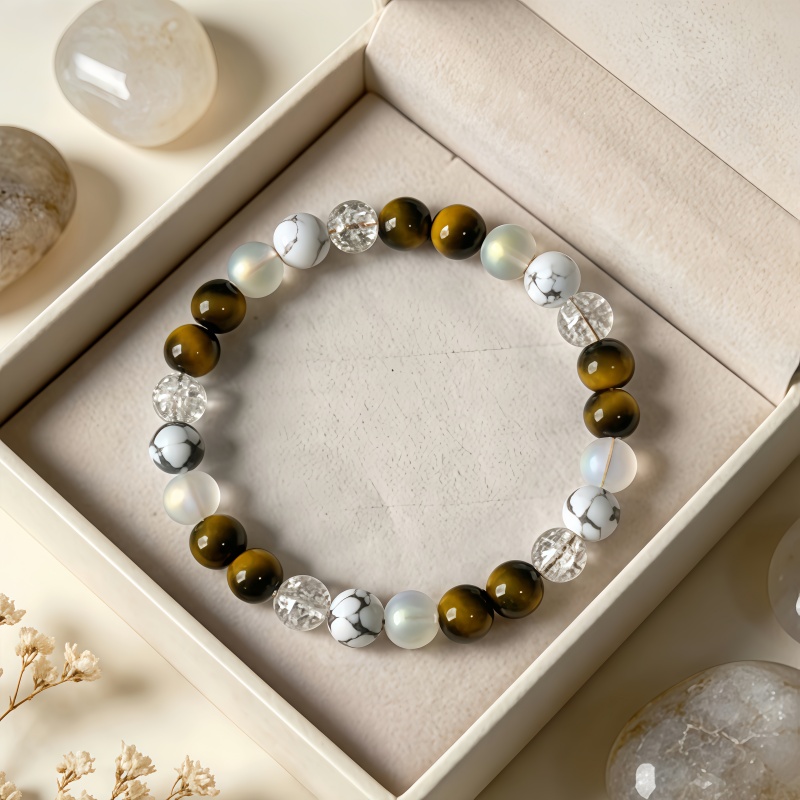 Natural Tiger's Eye Beaded Bracelet, Bohemian Style Gift