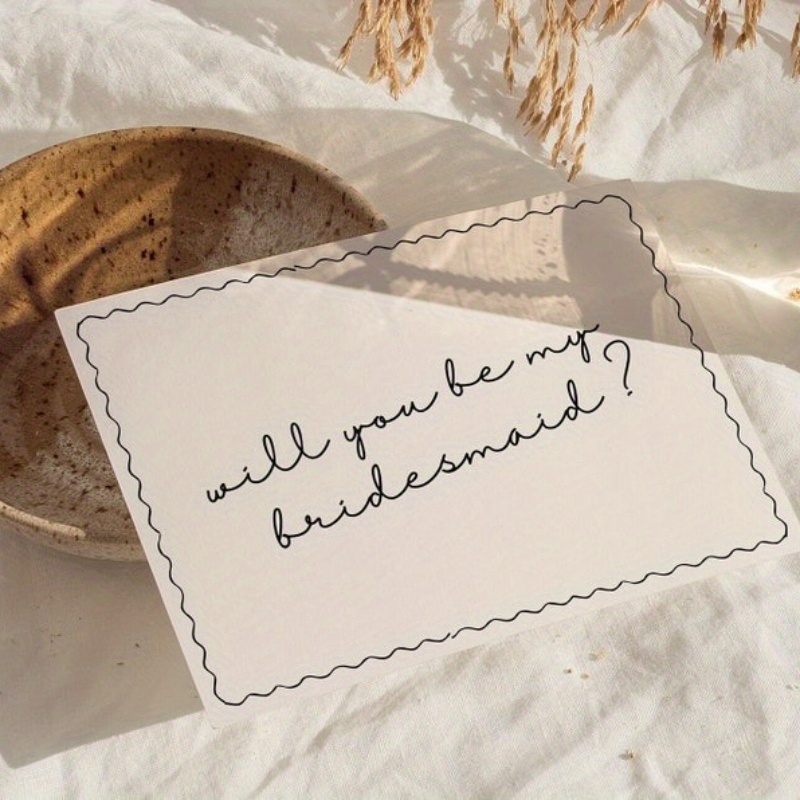 1pc Bridesmaid Proposal Card Retro Fan-shaped Edge Now Pretend To Wavy Border Bridesmaid Proposal Card Fun Head Bridesmaid Card