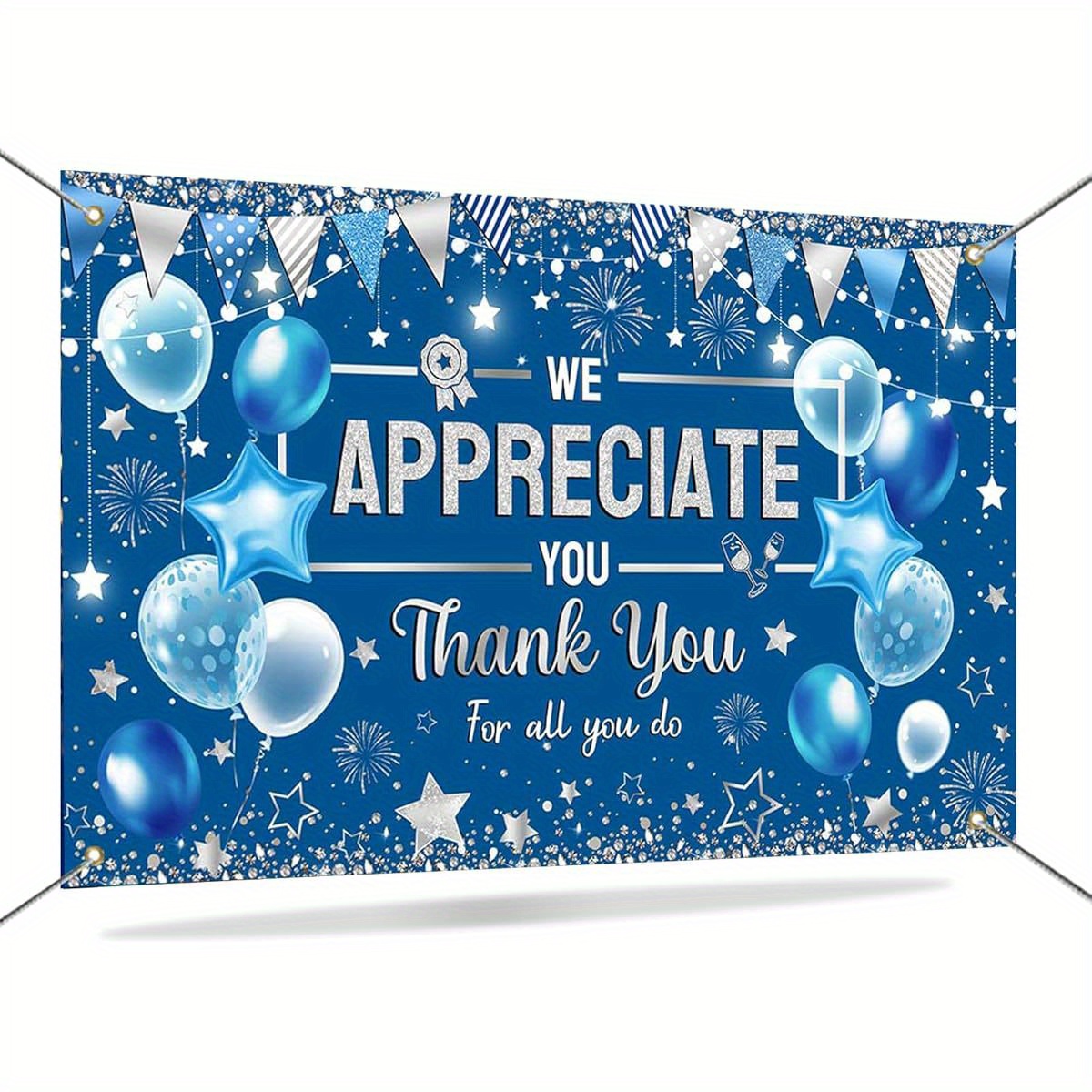 Thank You Banner We Appreciate You Thank You For All You Do Banner Blue Gold Backdrop Employee Staff Appreciation Banner Gifts Pastor Teacher Doctor Graduation Appreciation Party Decor