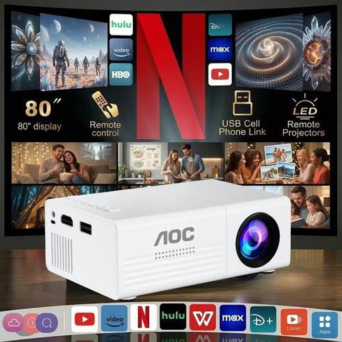 mini movie projector 1080p full hd dual speakers button control lcd for christmas halloween gifts party entertainment bedroom fun