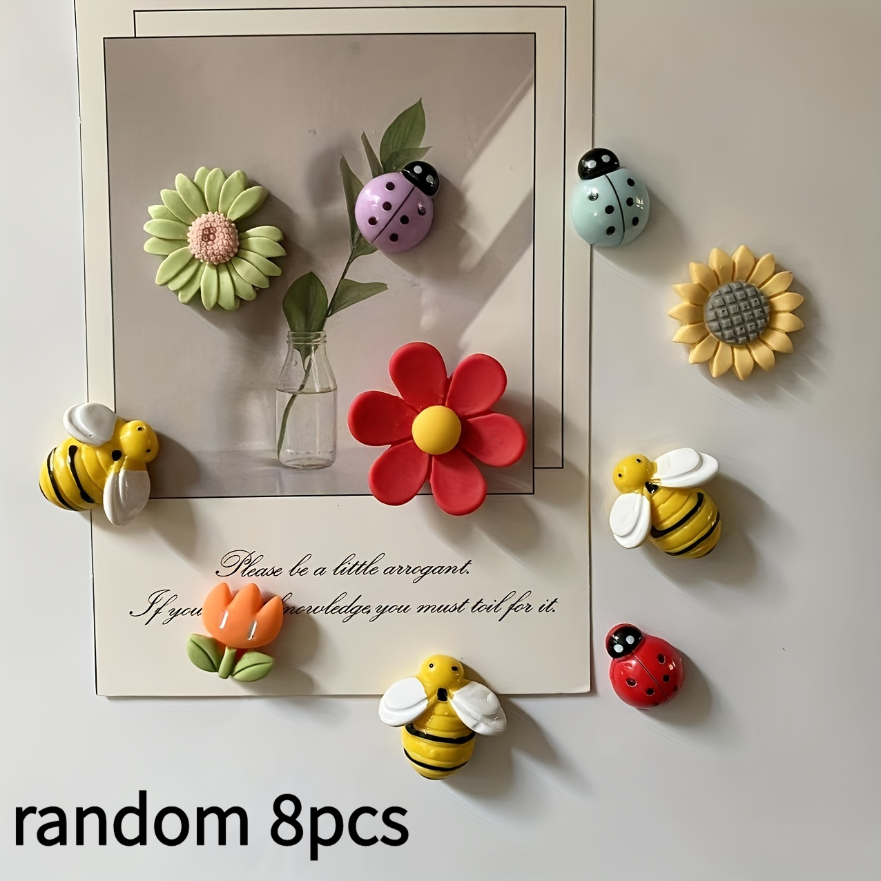 TEMU Random 8pcs, Refrigerator Magnets, Cartoon Fridge Magnets, Kawaii Plant Fridge Magnets, Whiteboard Magnet Stickers, Decorative Refrigerator