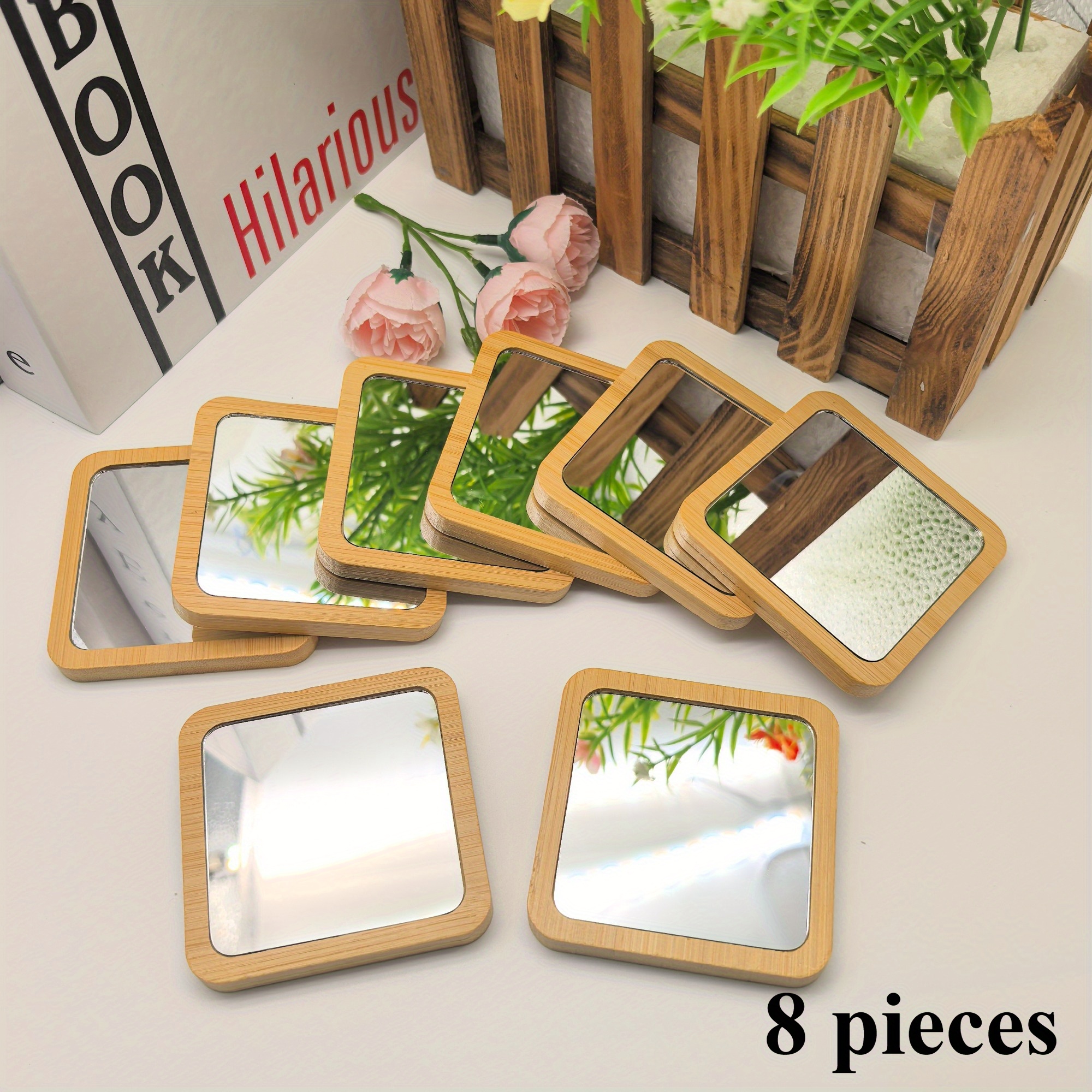 8/12pcs Elegant And Portable Compact Mirror - Handheld, Battery-free, Polished Surface, Glass Surface, Suitable For Makeup And Decoration On The Go, Portable Mirror
