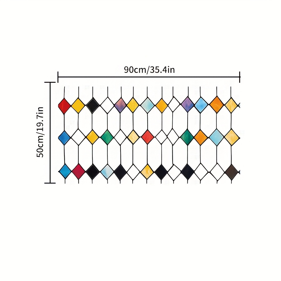 TEMU 1pc Vintage Colorful Plaid Bohemian Moroccan Static Cling Privacy Window Film, Suitable For Bedroom, Living Room, Kitchen, Bathroom Doors And