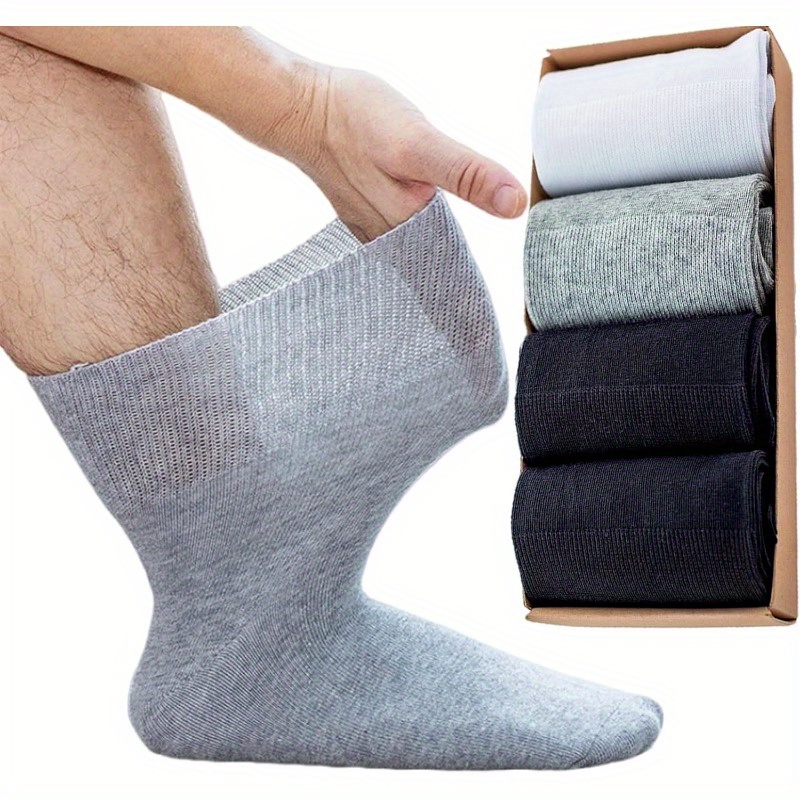 4 Pack Crew Socks For & Edema - Non-binding Compression-free /ankle, Soft Socks (neoprene/) - Unisex For & With Neuropathy,, Foot Care