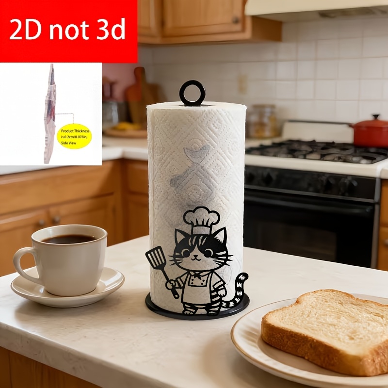 TEMU Porta rotolo di carta da cucina a forma 2D piatto, materiale acrilico e resistente, portaoggetti da scrivania economico e per la casa, rotolo di