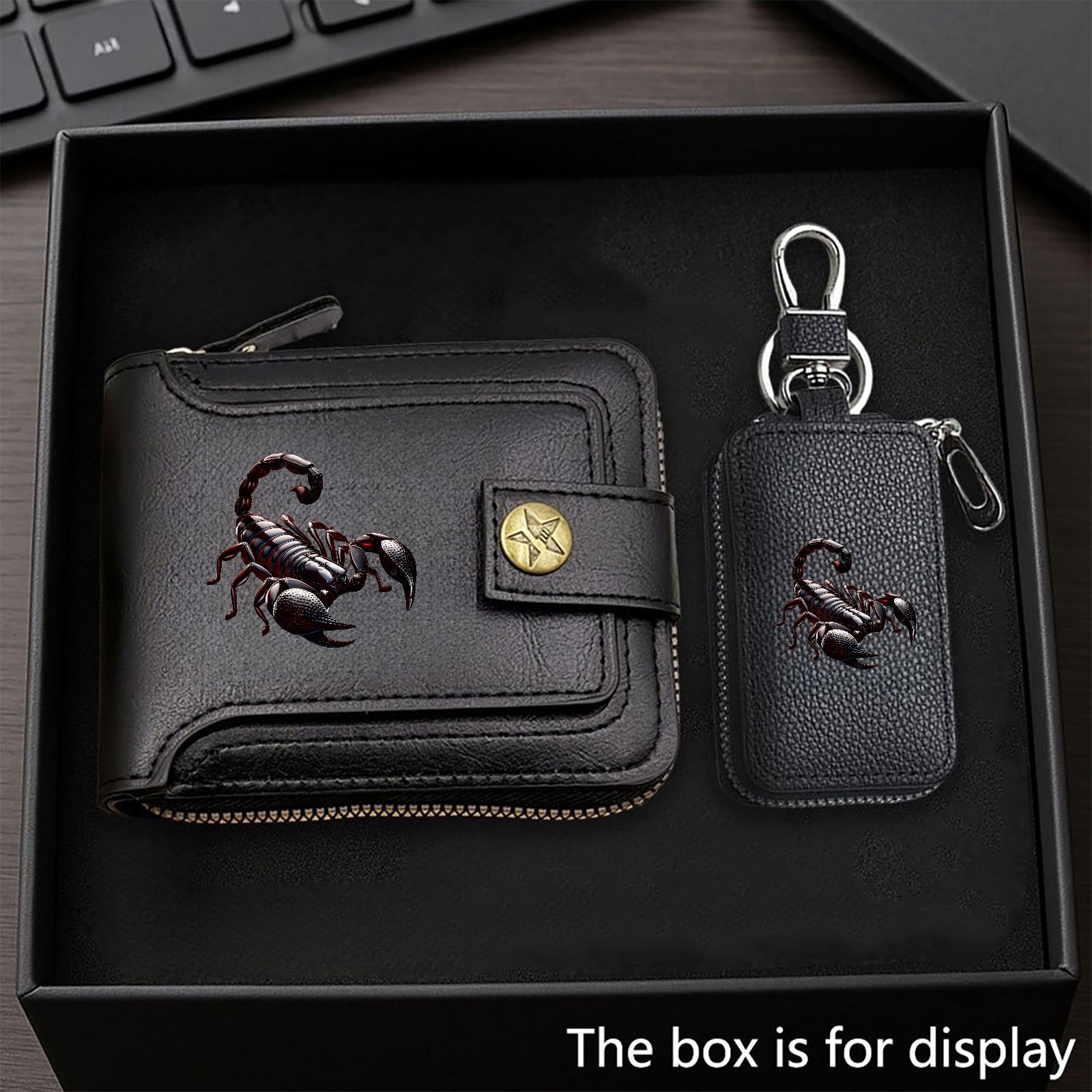 TEMU Set pezzi portafoglio e portachiavi stile business Scorpion, portafoglio novit� dal design minimalista per , articolo per pendolari d' e ottima