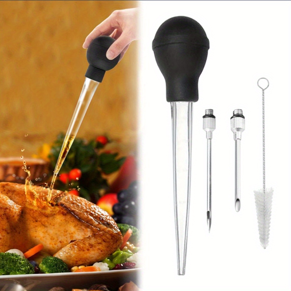 Poire à Jus Cuisine Avec Brosse – Seringue à Sauce, Seringue à Dinde Pour Barbecue Et Marinades - 6