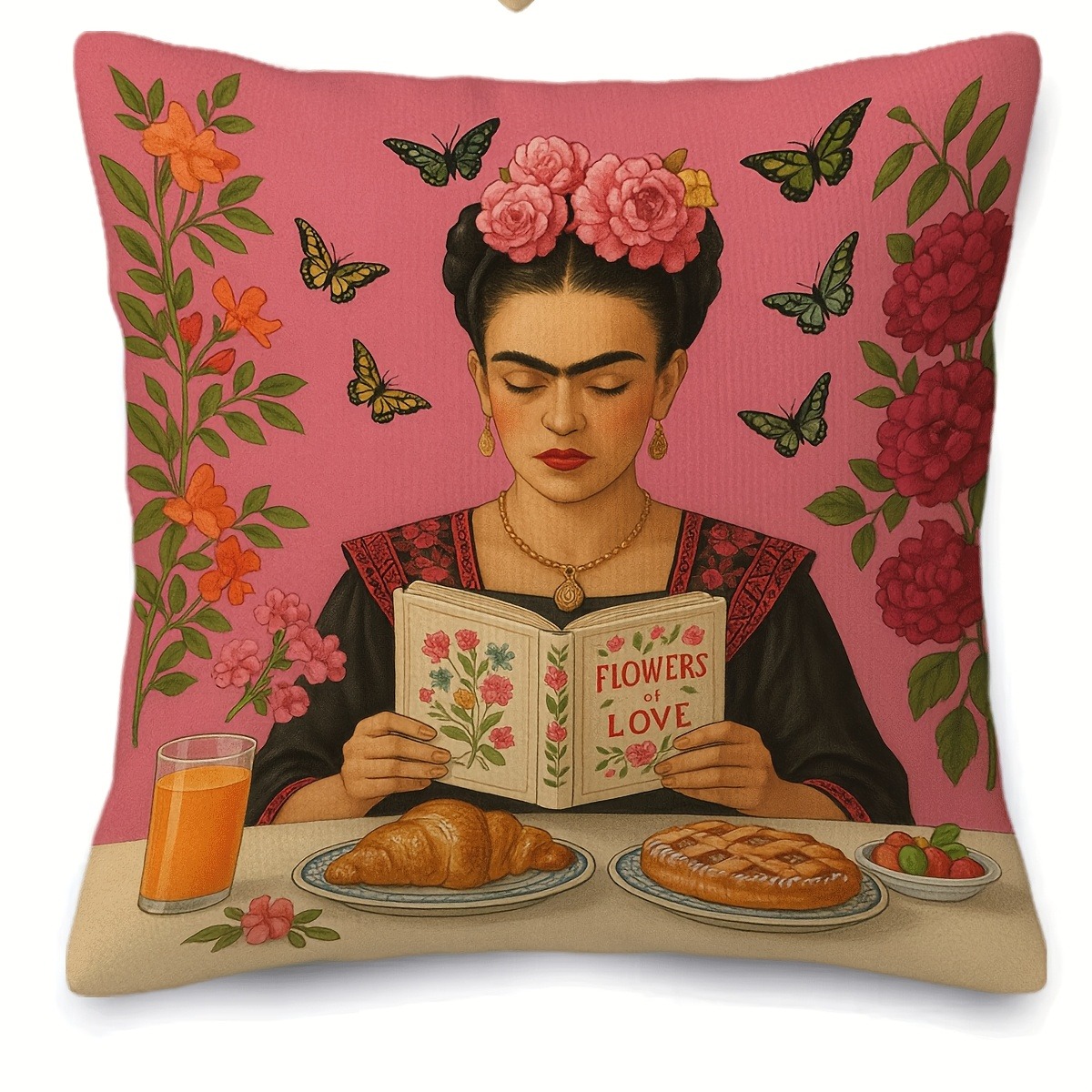 TEMU 1pc Mexican Art Master Reading Theme Literary Sofa Pillowcase Single-sided Printed Sofa Pillowcase, Square Pillowcase And Modern Sofa Decor