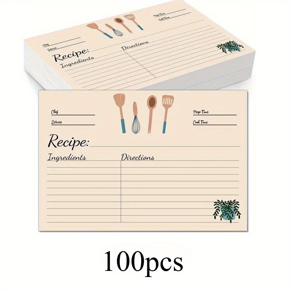 TEMU Recipe Cards In Packs Of 25, 50, Or 100, Suitable For Recipe Books, Recipe Boxes, And Recipe Binders