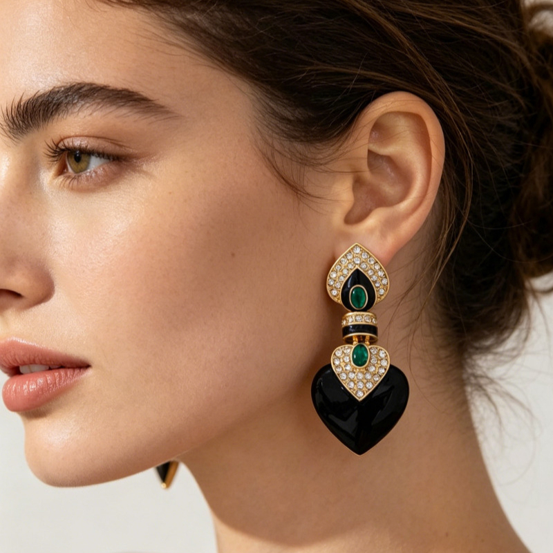 TEMU 1 Pair Of Golden Women's Earrings With Heavy Enamel And Built- Filters As A Birthday Gift