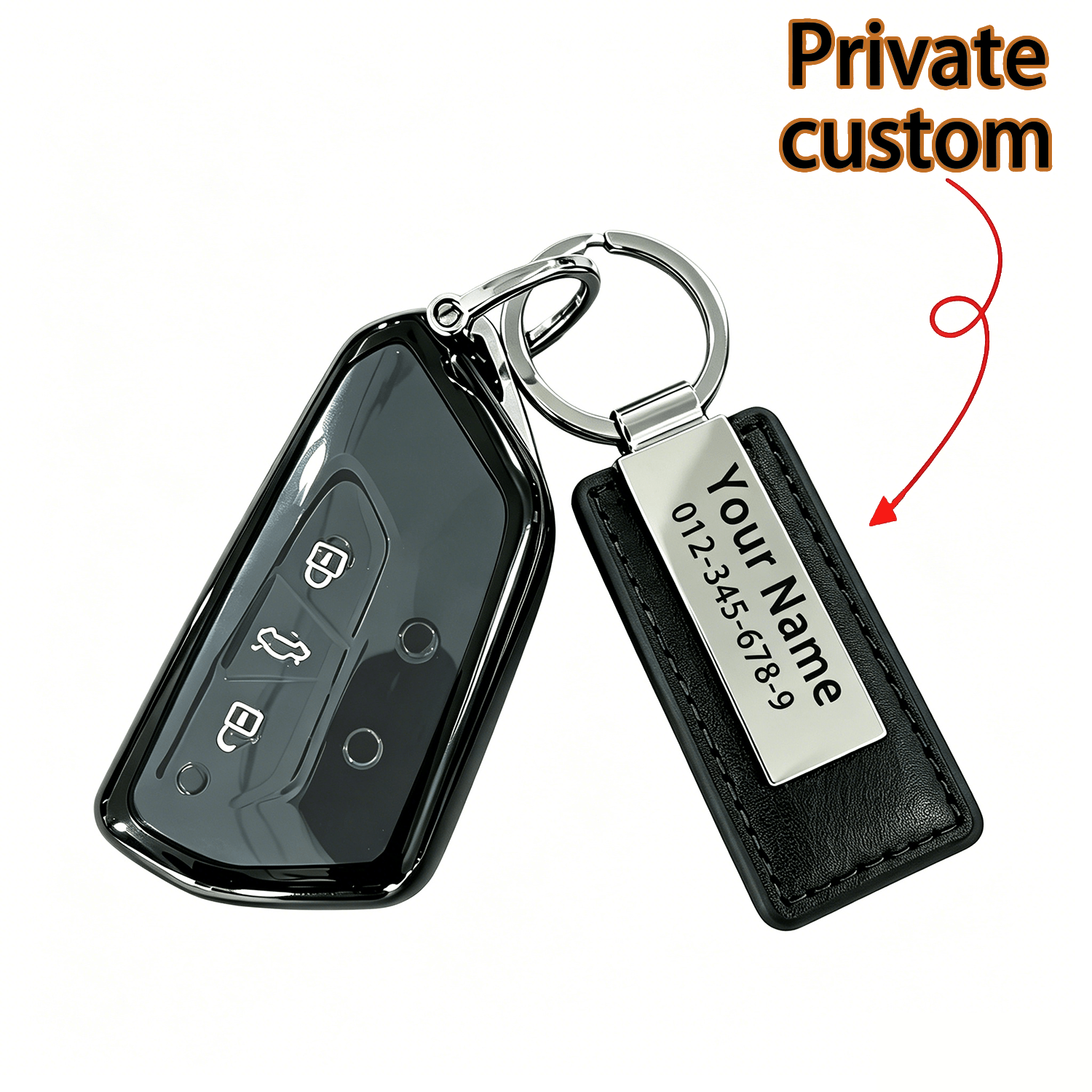 TEMU Custom For Key Cover, Full-coverage Tpu Soft Case With Drop-resistant And Scratch-proof Protection, Includes Laser-engravable Text Tag For