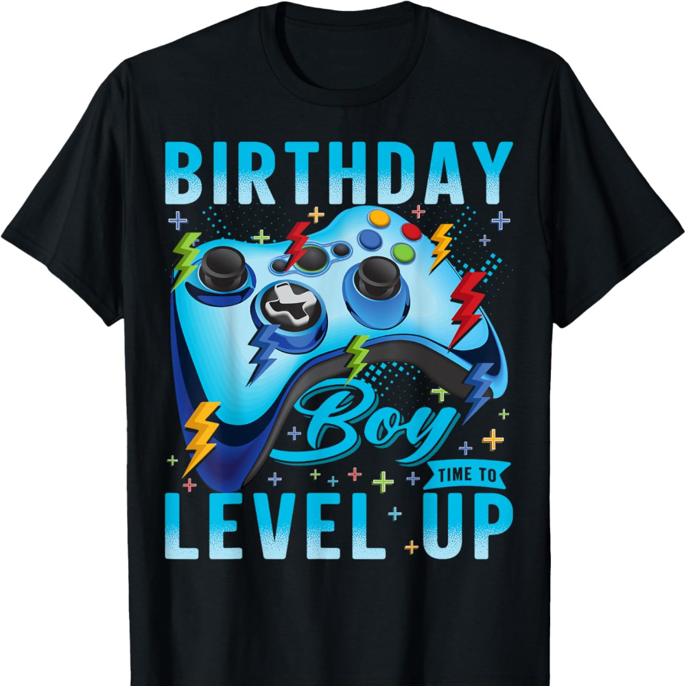 

Birthday Boy Time To Video Game Birthday Gamer Boys T-shirt For Boys Soft Fabric, Breathable, Comfortable Short Sleeve Summer Toddler Boys Shirts Kids