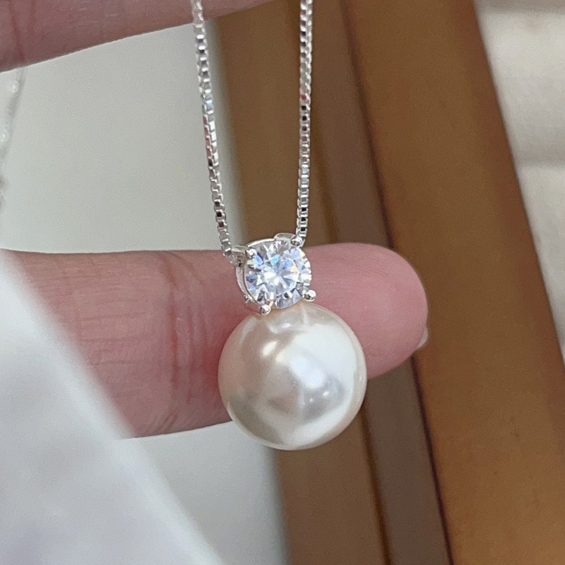 TEMU Elegant Simple Inlay Synthetic Zirconia Pendant Necklace For Women Weddings Banquets Parties Luxurious Jewelry Daily Vacations Fashion